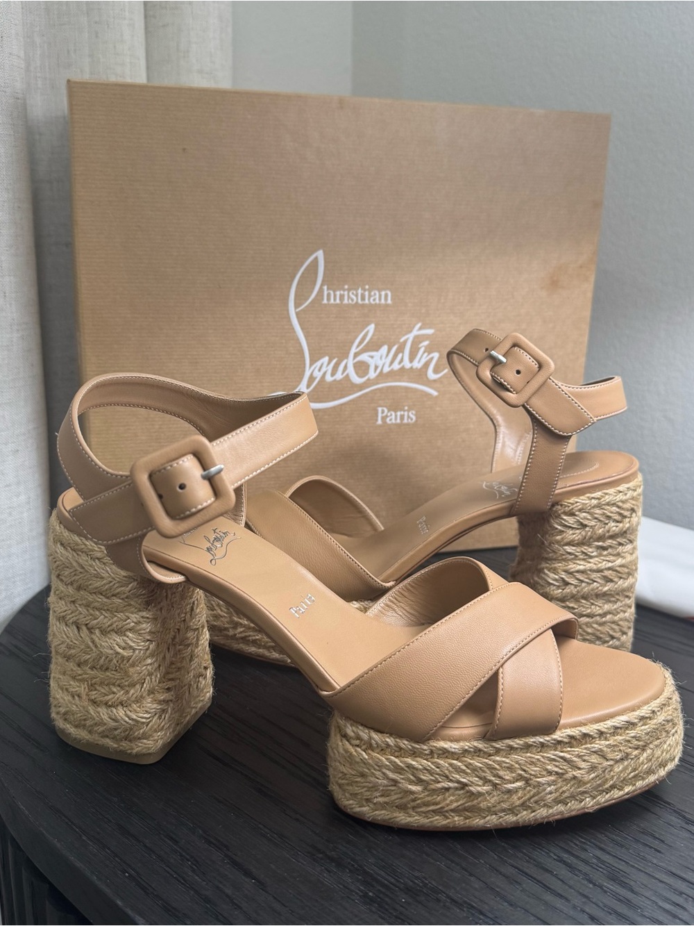 Christian Louboutin Calakala 70 Platform Espadrille Sandals Nude 41 - Picture 3 of 8